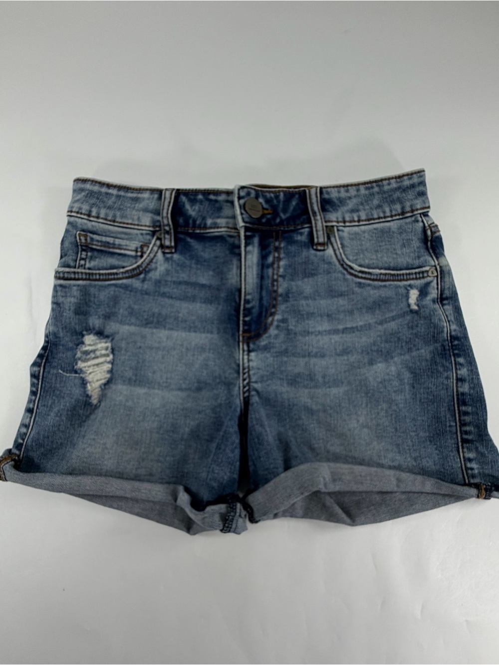 KUT From The Kloth Short Denim Shorts Distressed Cuffed Size 4